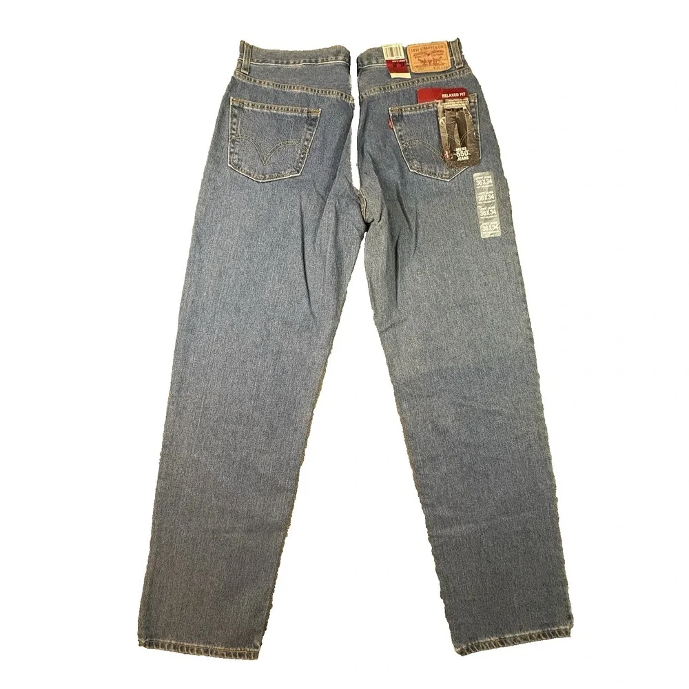 Levi 550 Men's 35x33.25 Blue NWT Tapered Relaxed Fit Jeans Made Mexico SEE DESC